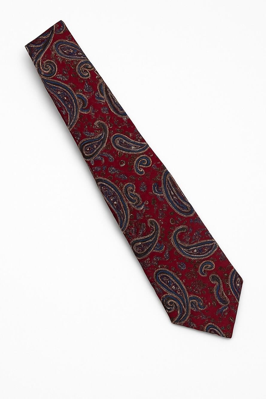 Harold Red Blue Paisley Silk Handmade Tie USA Vintage Classic Wide Necktie